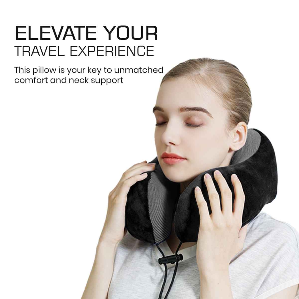 Billebon Unisex Memory Foam Neck Pillow | Black - One Size