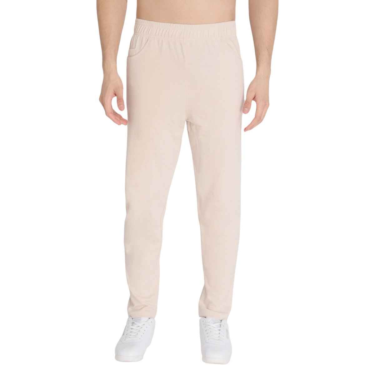 Chkokko Men Solid Casual Track Pant Regular Fit Lower With Pocket Pastel Beige | Size - M