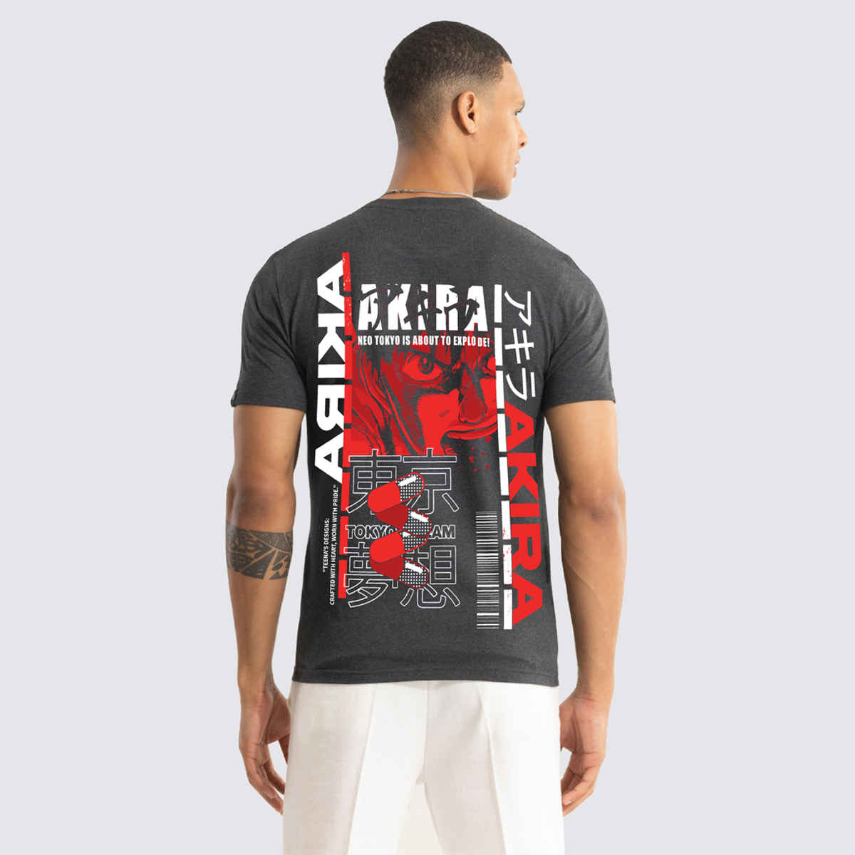 De Tees Men's Half Sleeve T-shirt | MHS-AKIRA | Charcoal Grey - XL