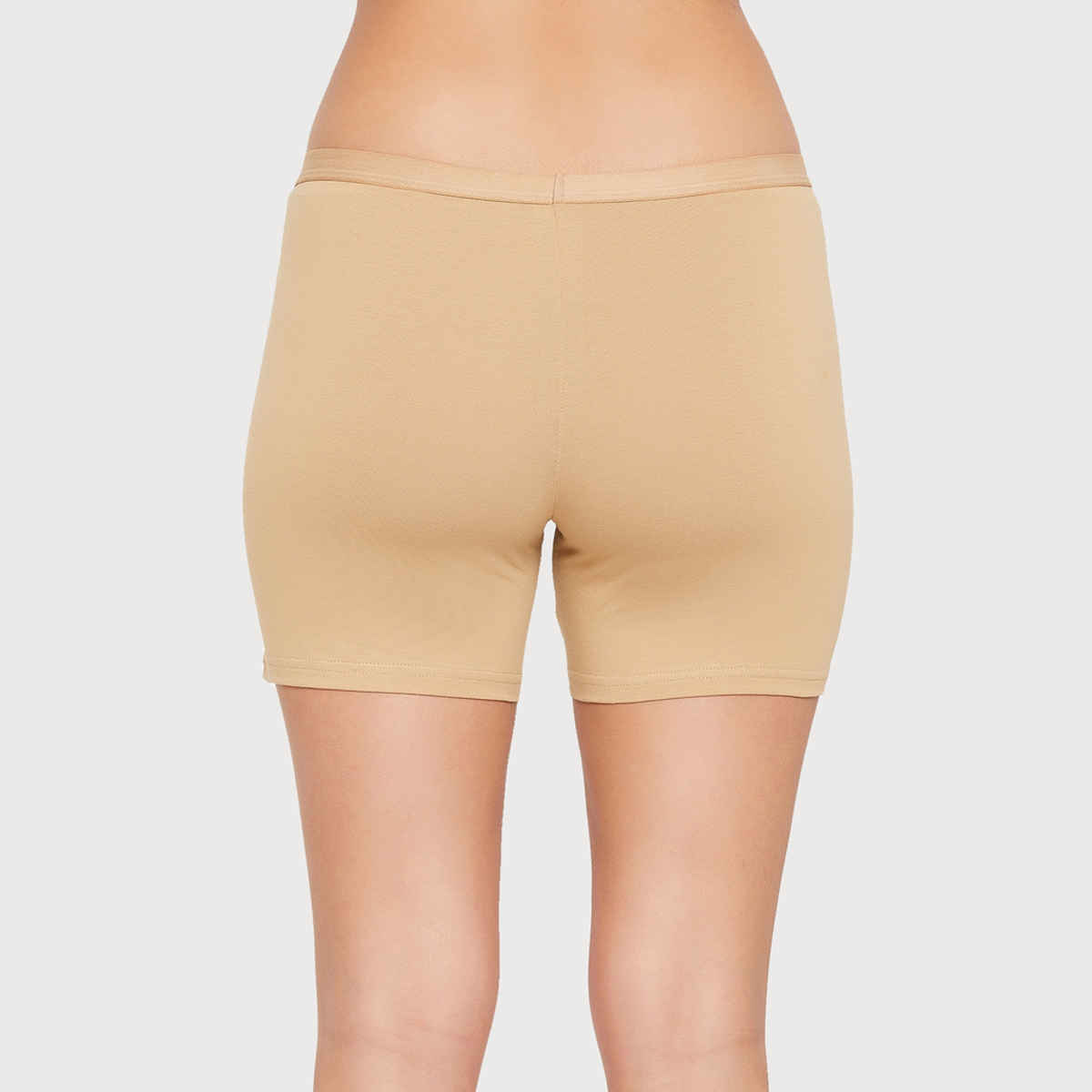 Clovia Mid Waist Boyleg Panty - Cotton | Beige | S