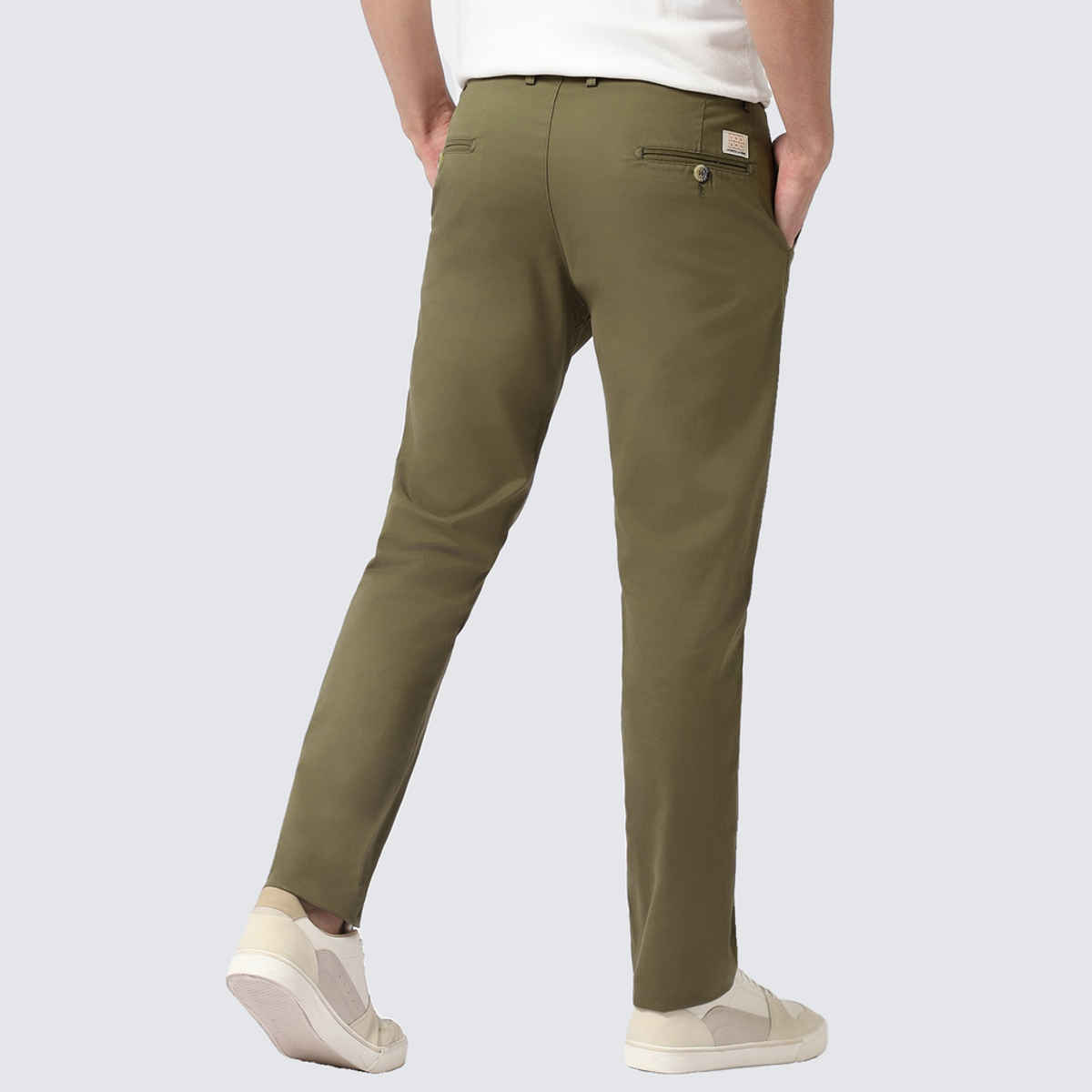 Urbano Fashion Men's Olive Green Cotton Slim Fit Casual Chinos Trousers Stretch-34