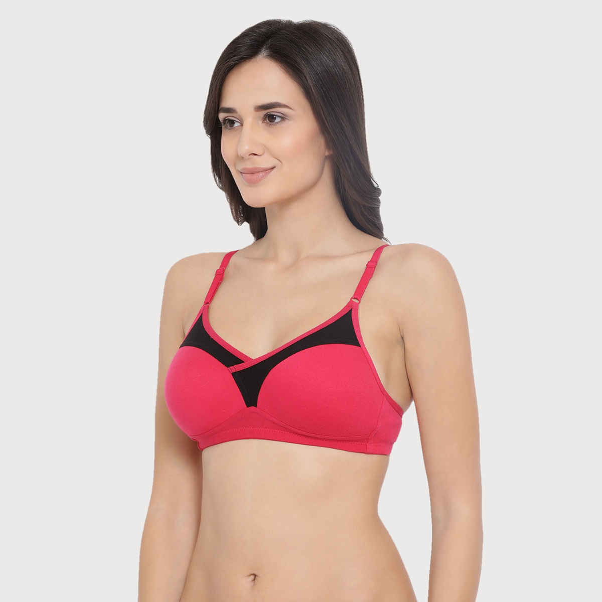 Clovia Women Non-Padded Non-Wired Full Coverage T-Shirt Bra - Dark Pink, Bright Blue | 36C