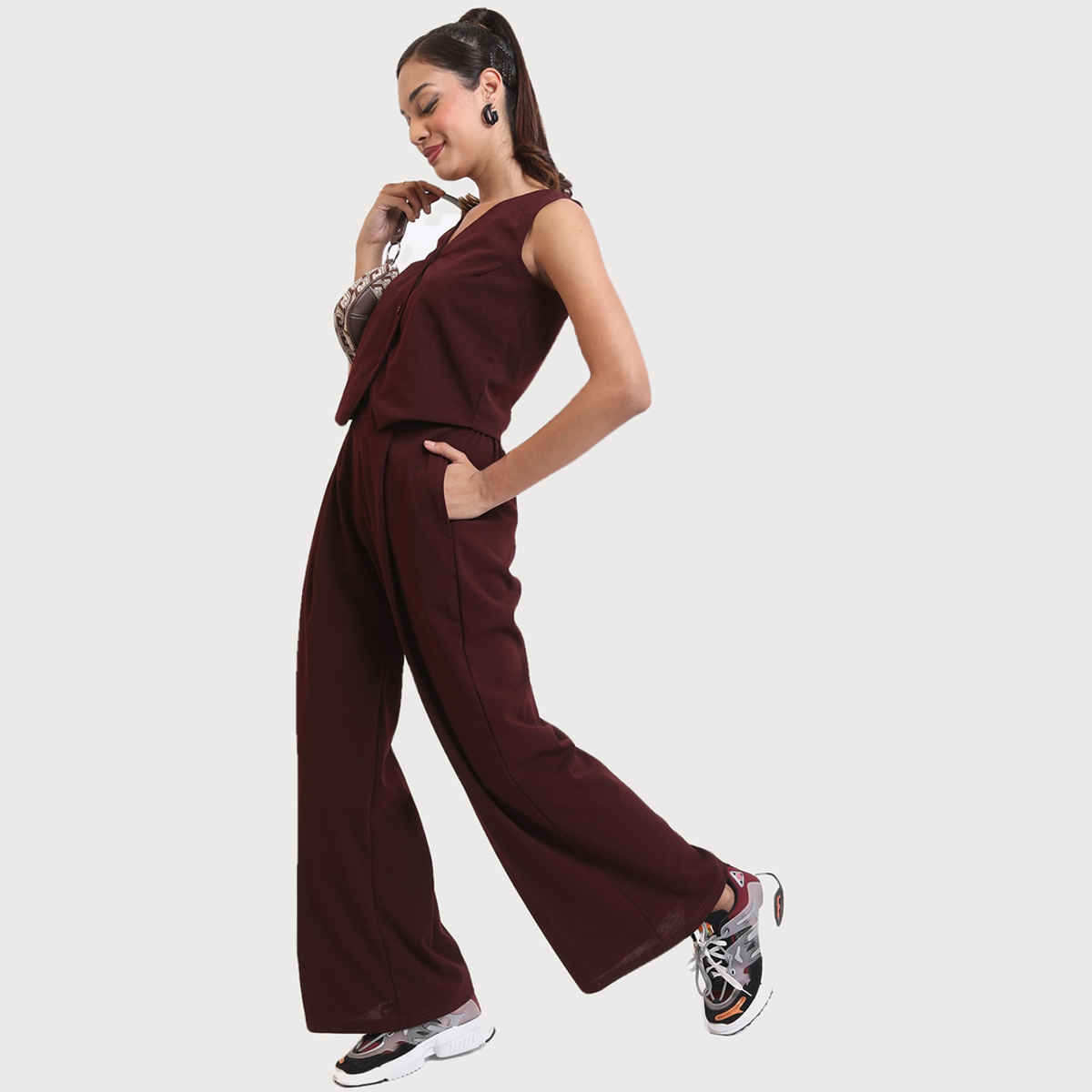 Ketch Women Waistcoat With Pant Co-ords | Purple | XL