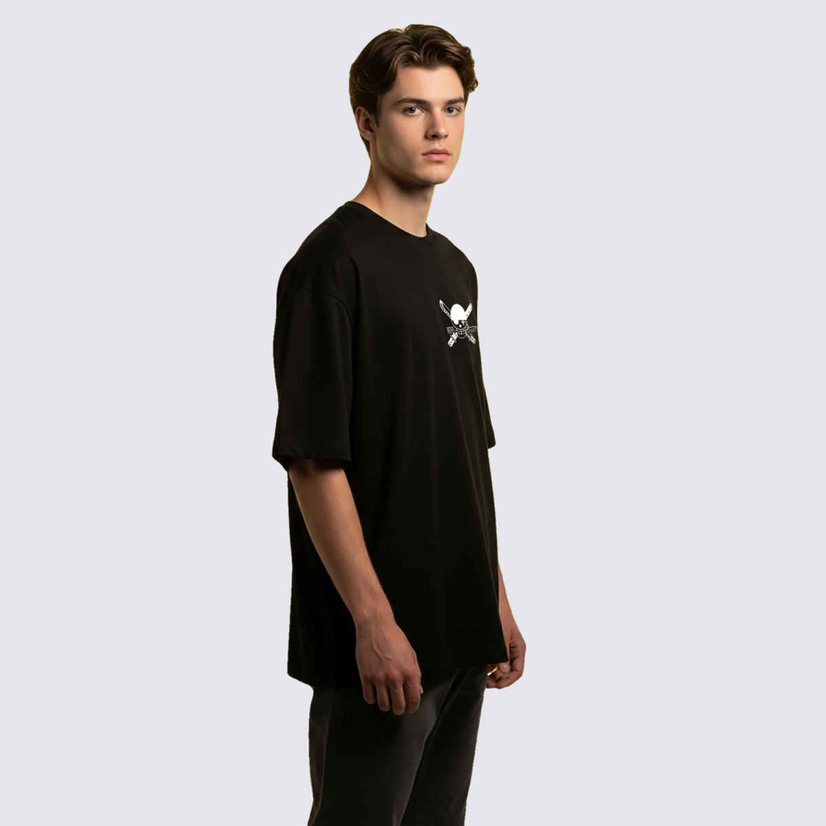 BENNY BROOKS Men's Round Neck half sleeve Oversized T-shirt |AA(ARN)BLACK137 | Black - M