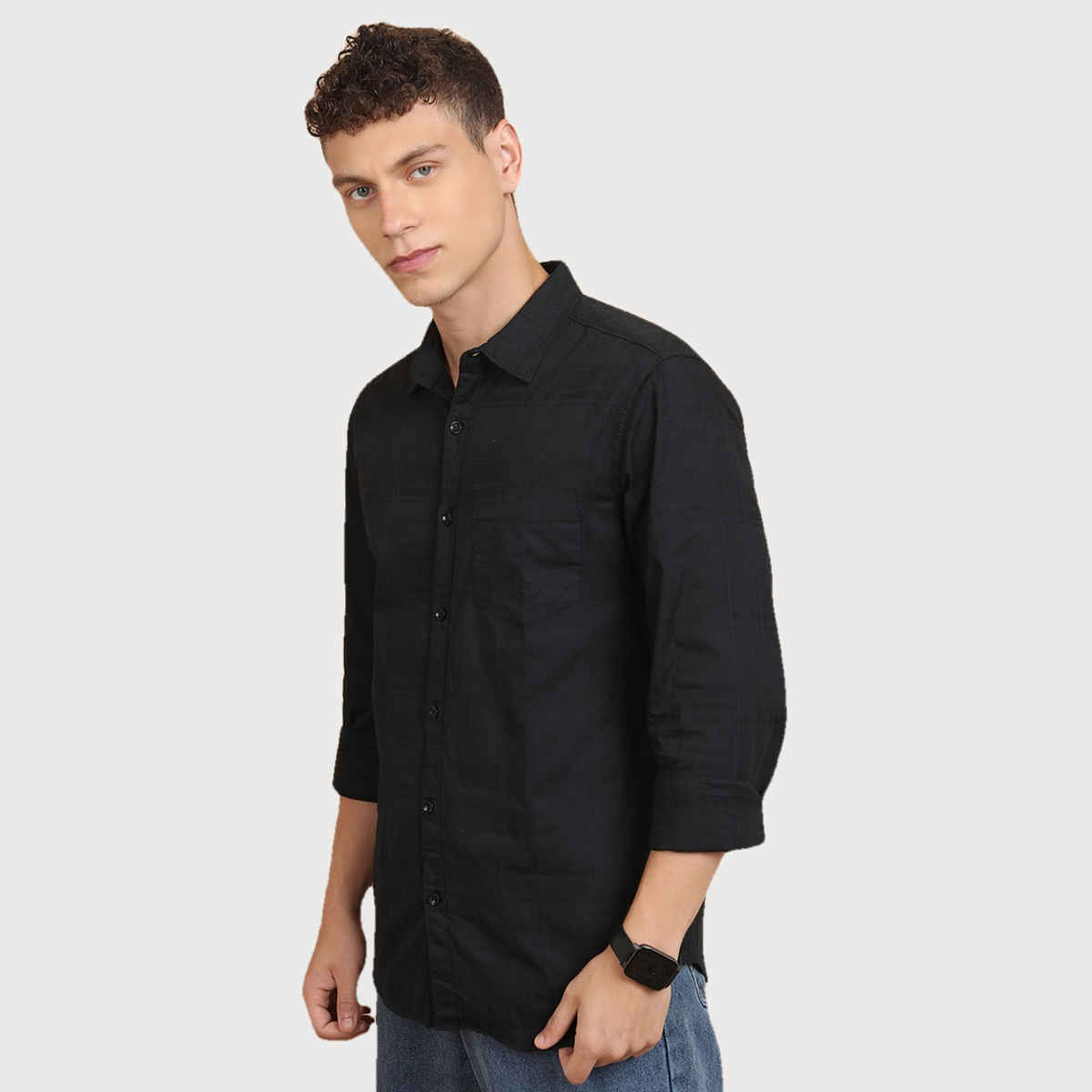 Ketch Men Solid Slim Fit Shirt | Black | L