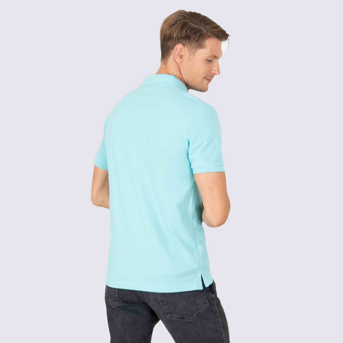 Lux Cozi Men's Cotton Polo T-Shirt, Pool Blue, S