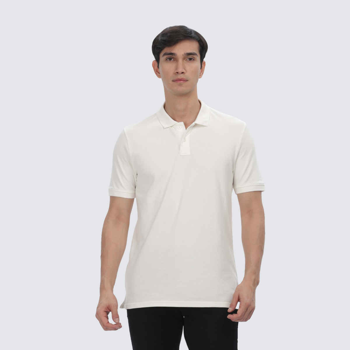 OUTLAWS Men's Premium Cotton Lycra Polo T-Shirt | Cream - M