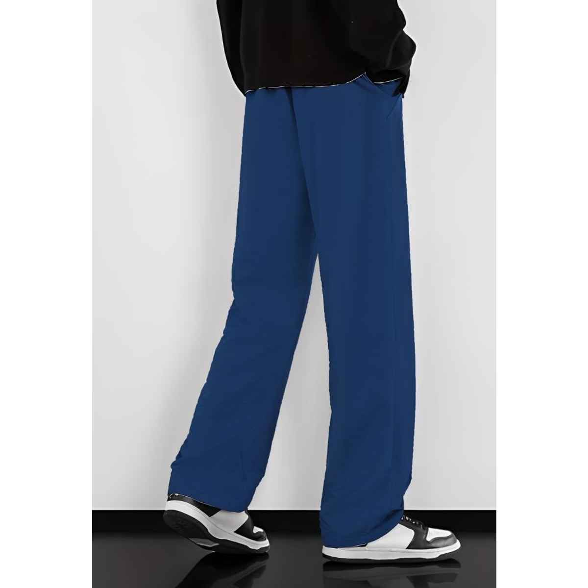 Springman Men's Solid Cotton Rich French Terry Baggy Track Pant | Blue - S