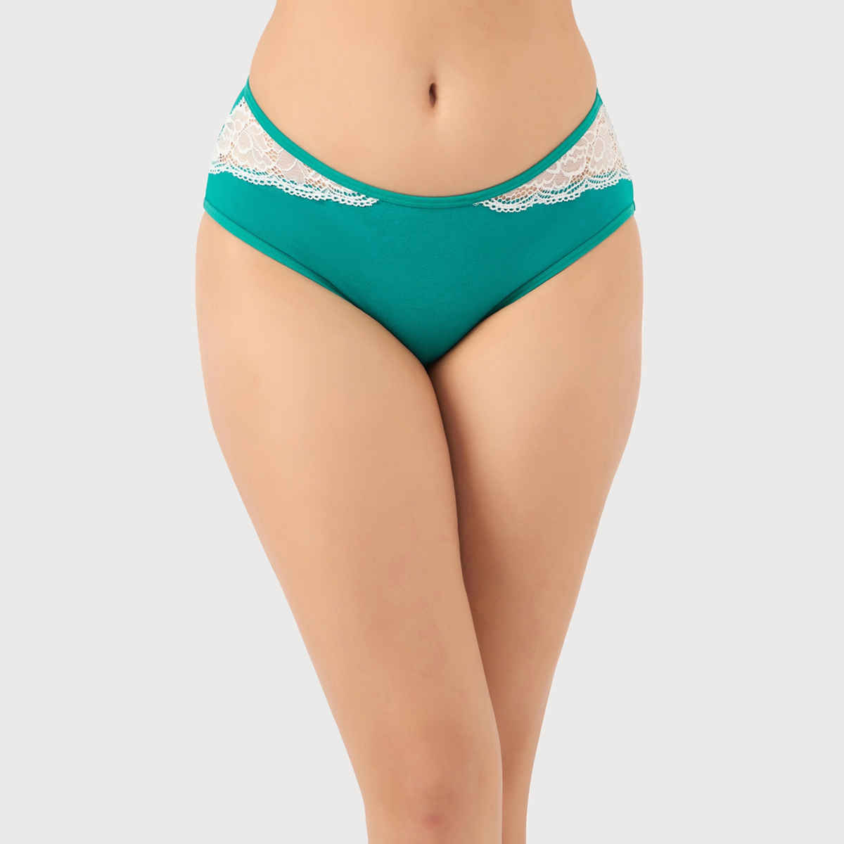 Clovia Pack Of 3 Mid Waist Hipster Panties With Lace Trims - Cotton(Magenta , Purple , Teal - Xxl)