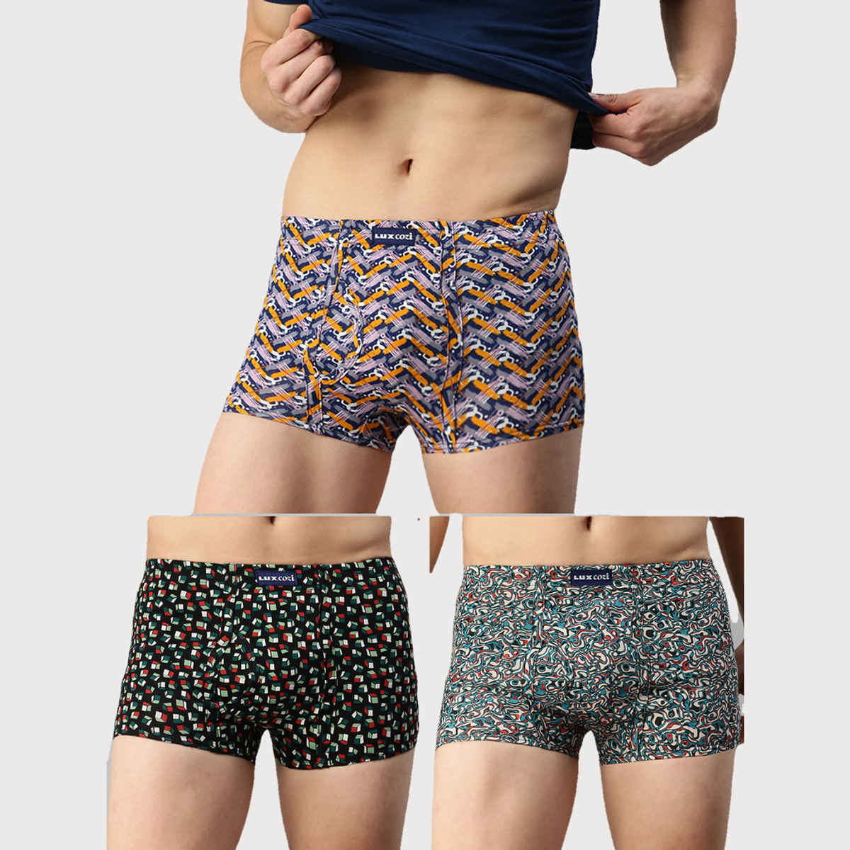 Lux Cozi Men's Printed Trunk | Assorted | 95 cm | Pack of 3