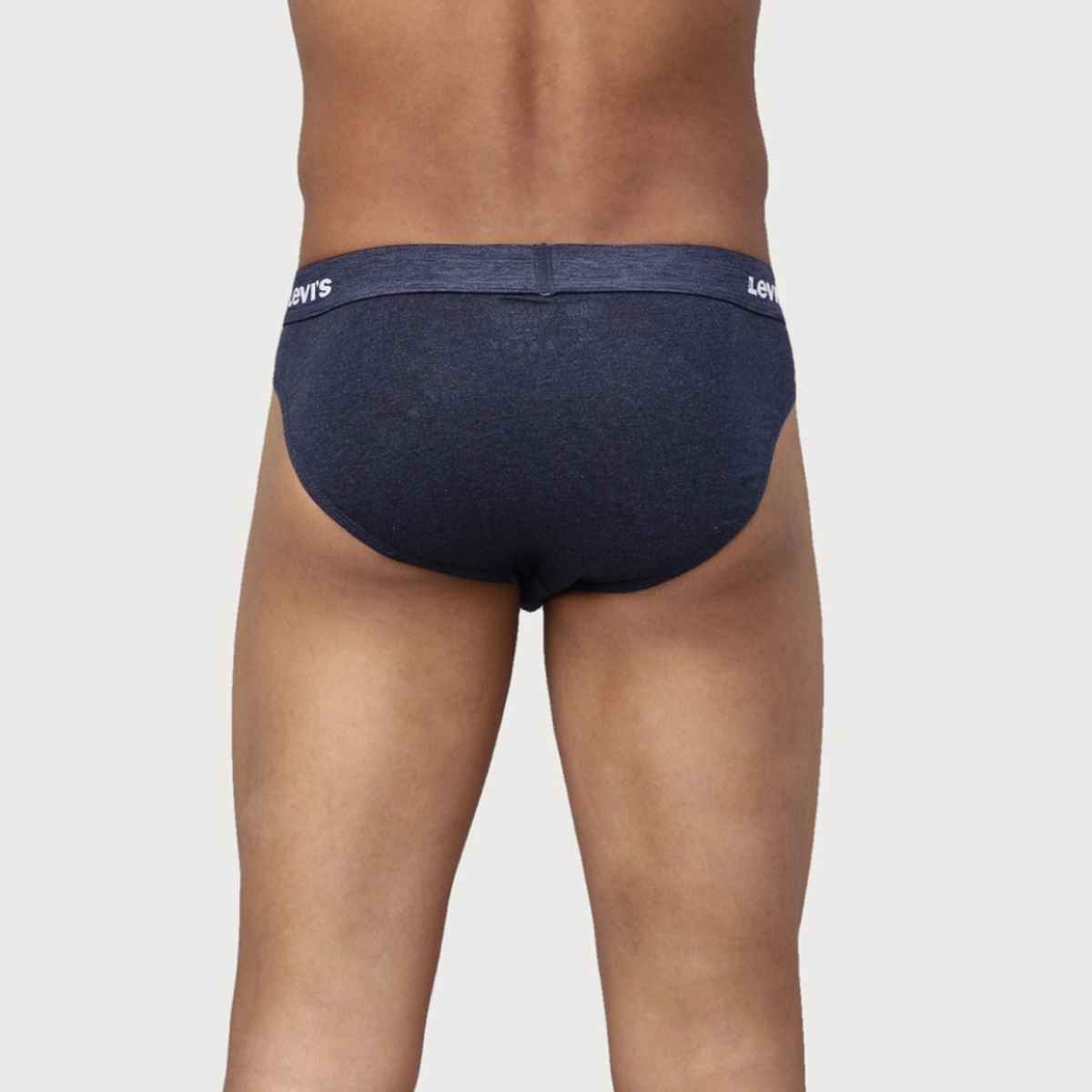 Levi's Innerwear Men's Solid Cotton Ultrasoft Waistband Brief | Light Grey and Navy - M