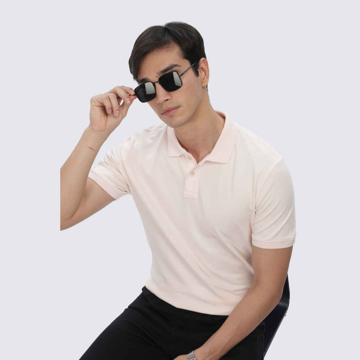 OUTLAWS Men's Premium Cotton Lycra Polo T-Shirt | Pink - M