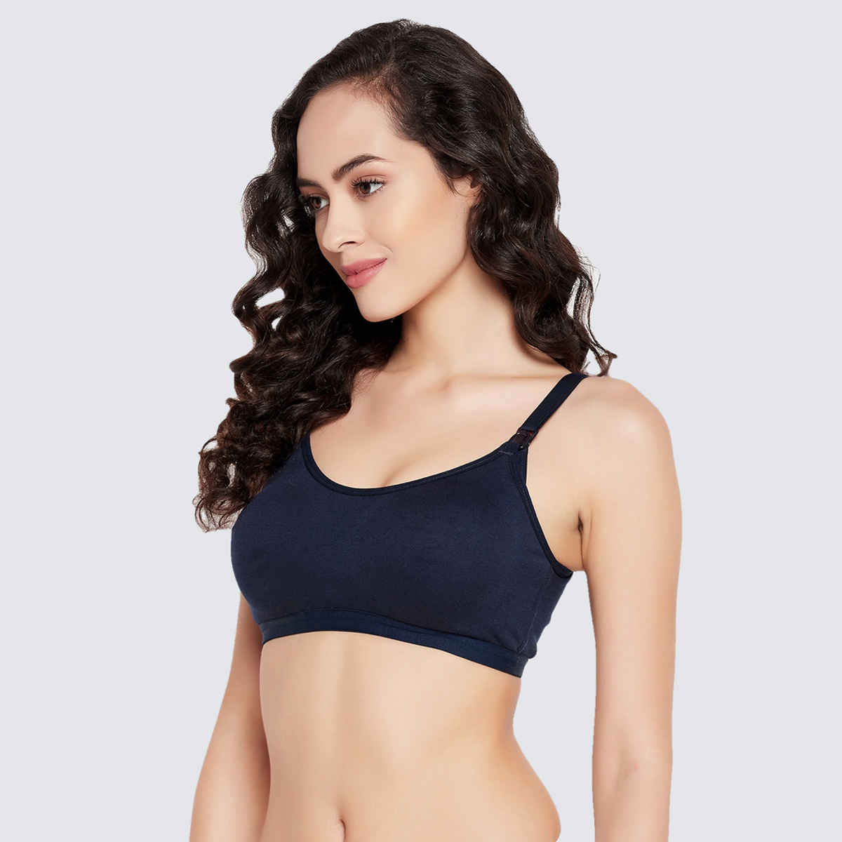 Clovia Women Lightly Padded Non-Wired Full Figure Feeding Bra - Cotton Rich | Blue | 42C