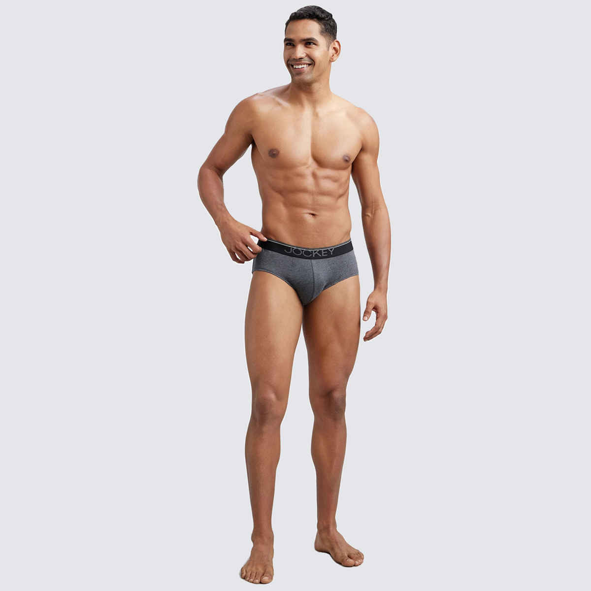 Jockey 8037 Men's Super Combed Cotton Underwear Solid Brief|Ultrasoft Waistband | Grey-XL