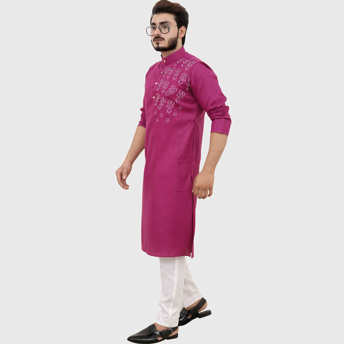 Tibra Collection Men Kurta - Burgundy | Designer | Cotton Blend | M