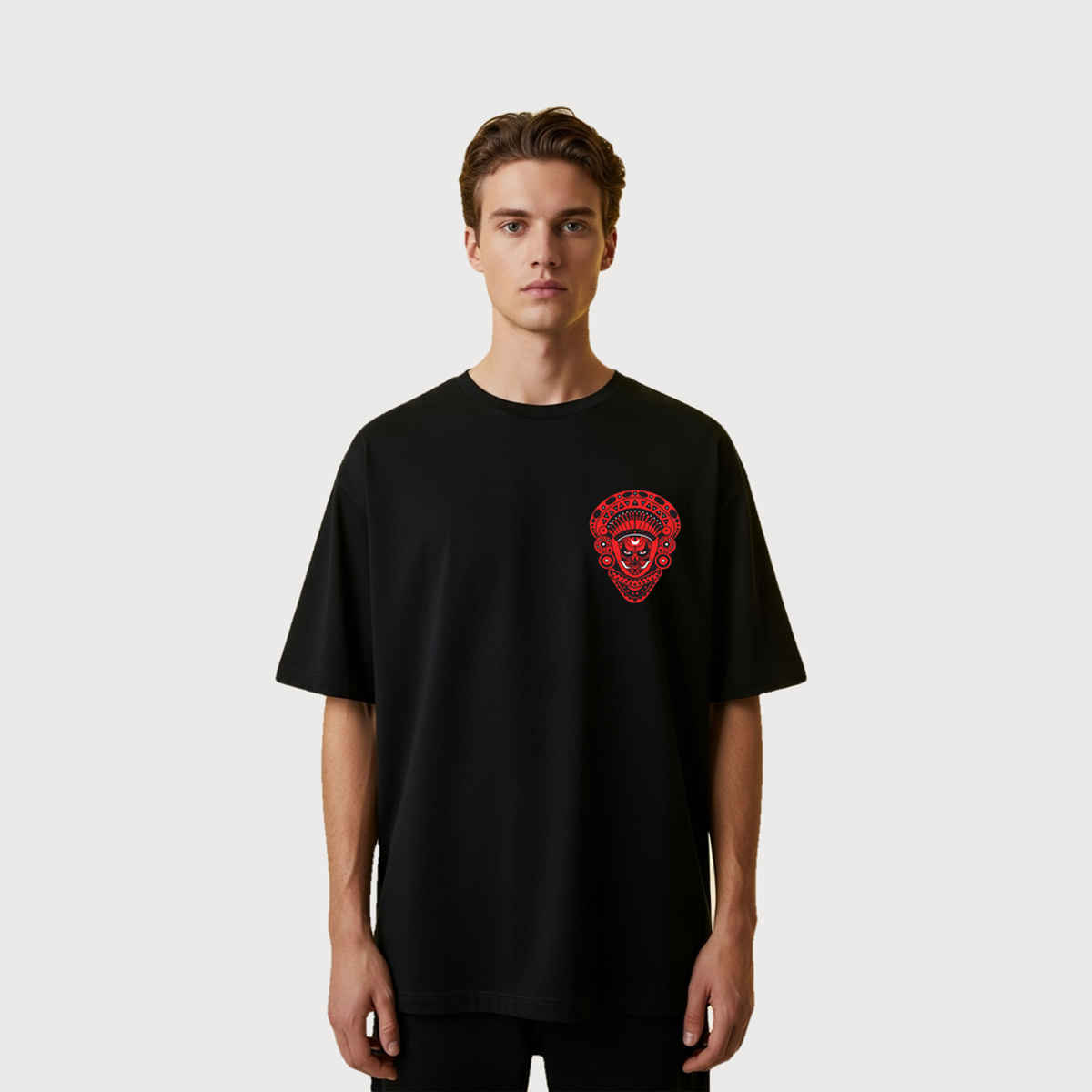 BENNY BROOKS Men's Round Neck half sleeve Oversized T-shirt |AA(ARN)BLACK176 | Black - M