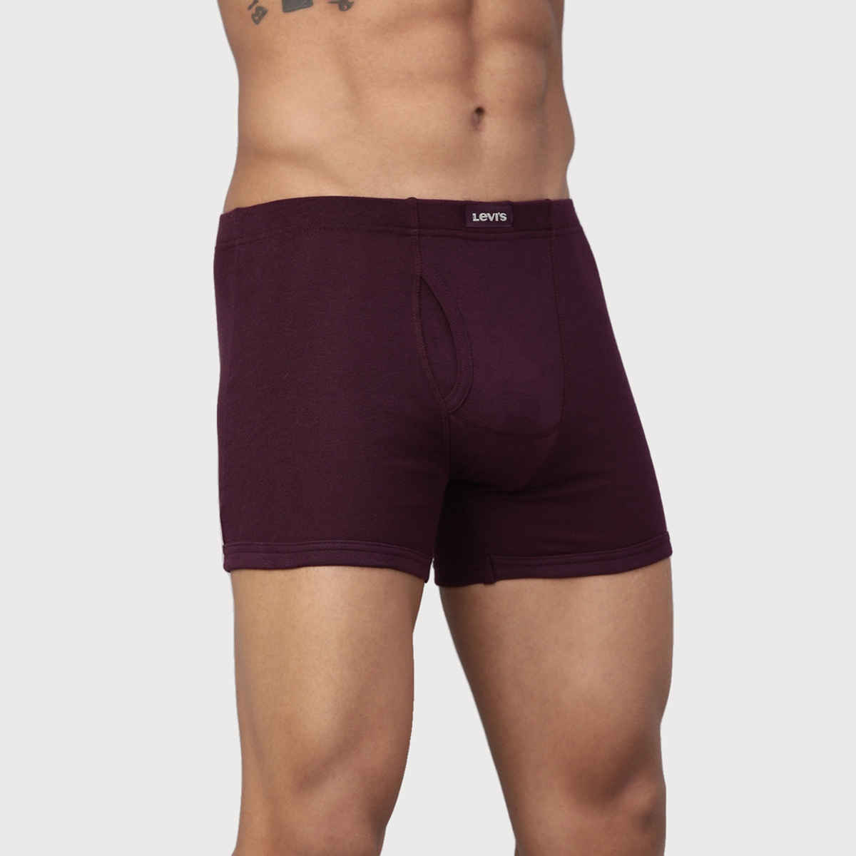 Levi's Men Pure Cotton Long Length Trunk | Ultrasoft Natural Hand Feel Waistband | Wine - L