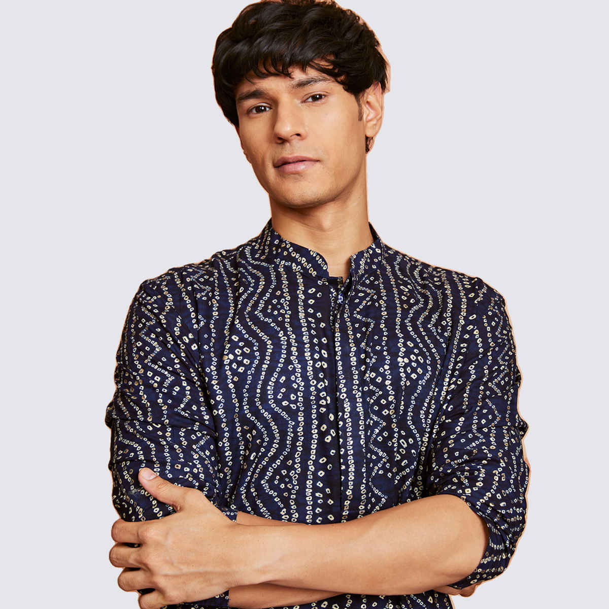 Vastramay Men's Rayon Kurta | Navy Blue - M