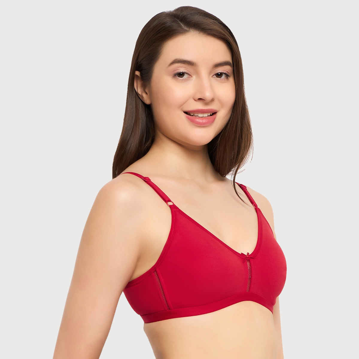 Clovia Women Non-Padded Non-Wired Full Coverage Bra - Cotton | Red and Black | 32D