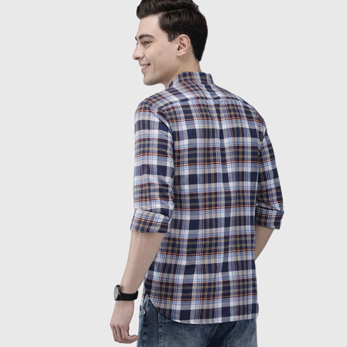 The Bear House Men Slim Fit Checked Shirt - Toscano | Blue | L