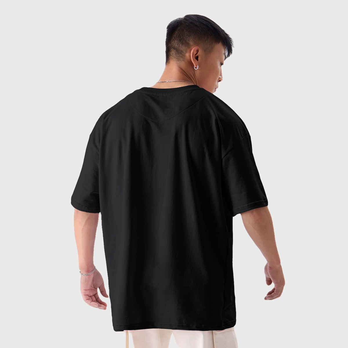 The Souled Store Men's Solids Oversized T-shirt | Black - XL