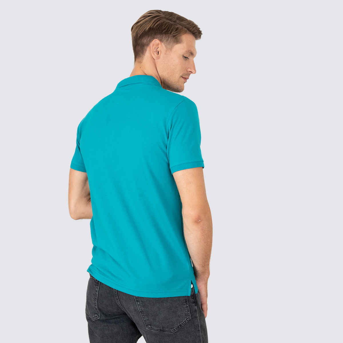 Lux Cozi Men's Cotton Polo T-Shirt, Sea Green, M