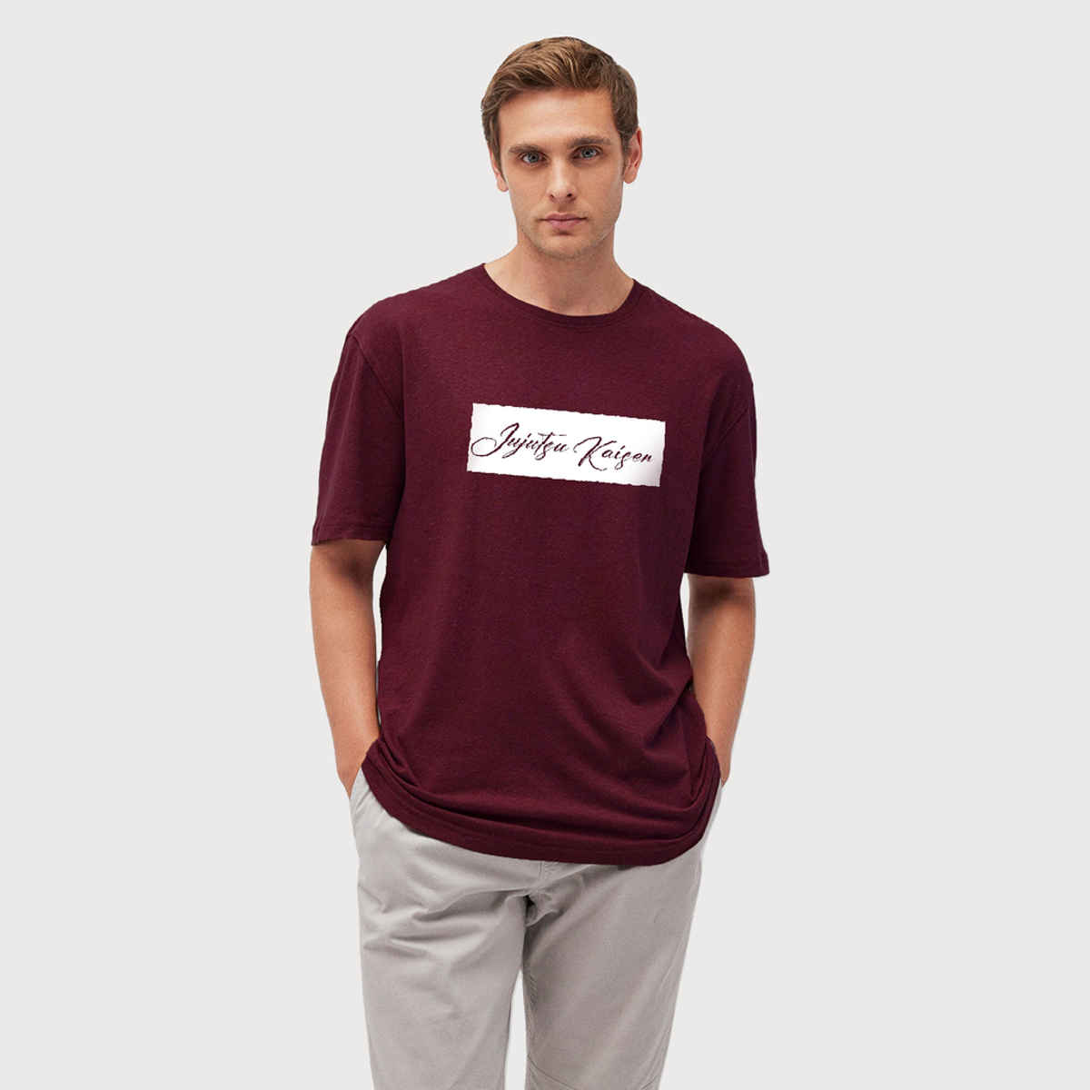 De Tees Men's Half Sleeve T-shirt | MHS-KAISEN | Maroon - L