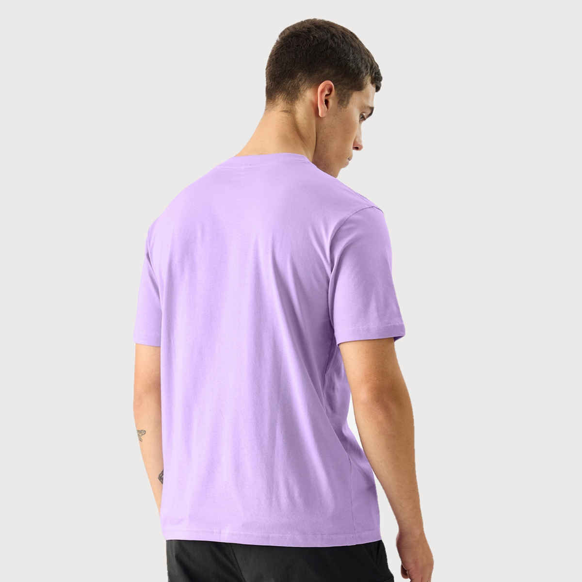 The Souled Store Men's Regular Solids-Deep Lavender Men's T-shirts | Lavender | L
