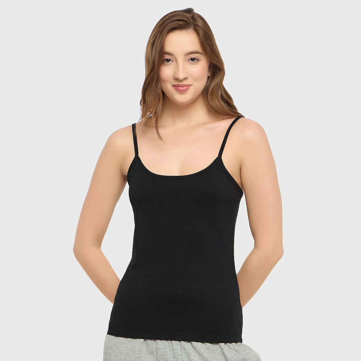 Clovia Chic Basic Camisole - Cotton(Black - S)