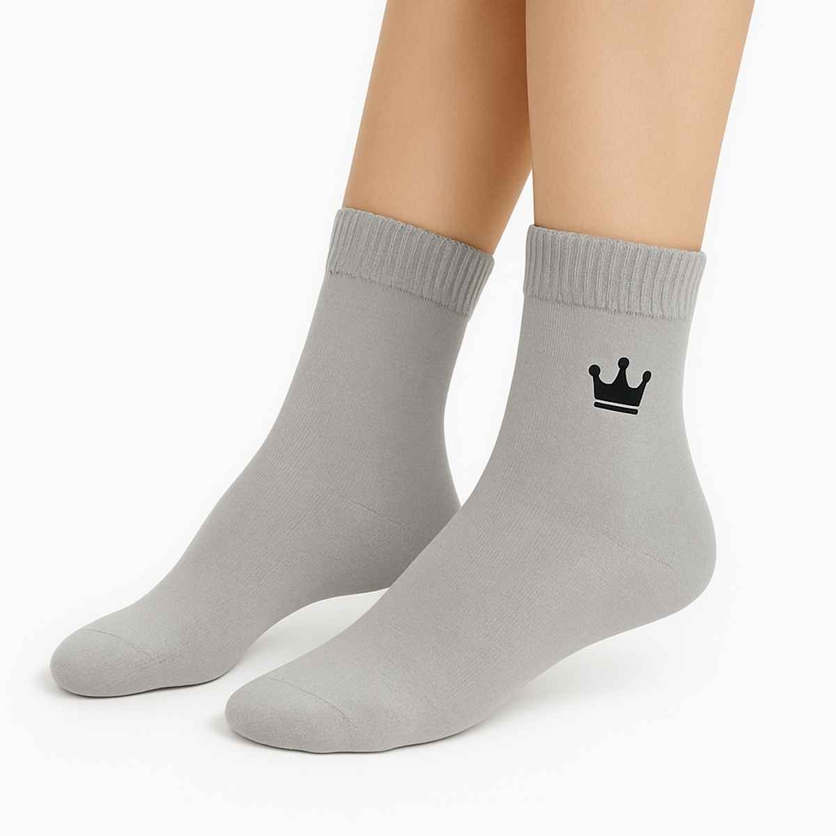 Royal Mart Unisex Solid Cotton Blend Ankle Length Socks | Light Gray - One Size