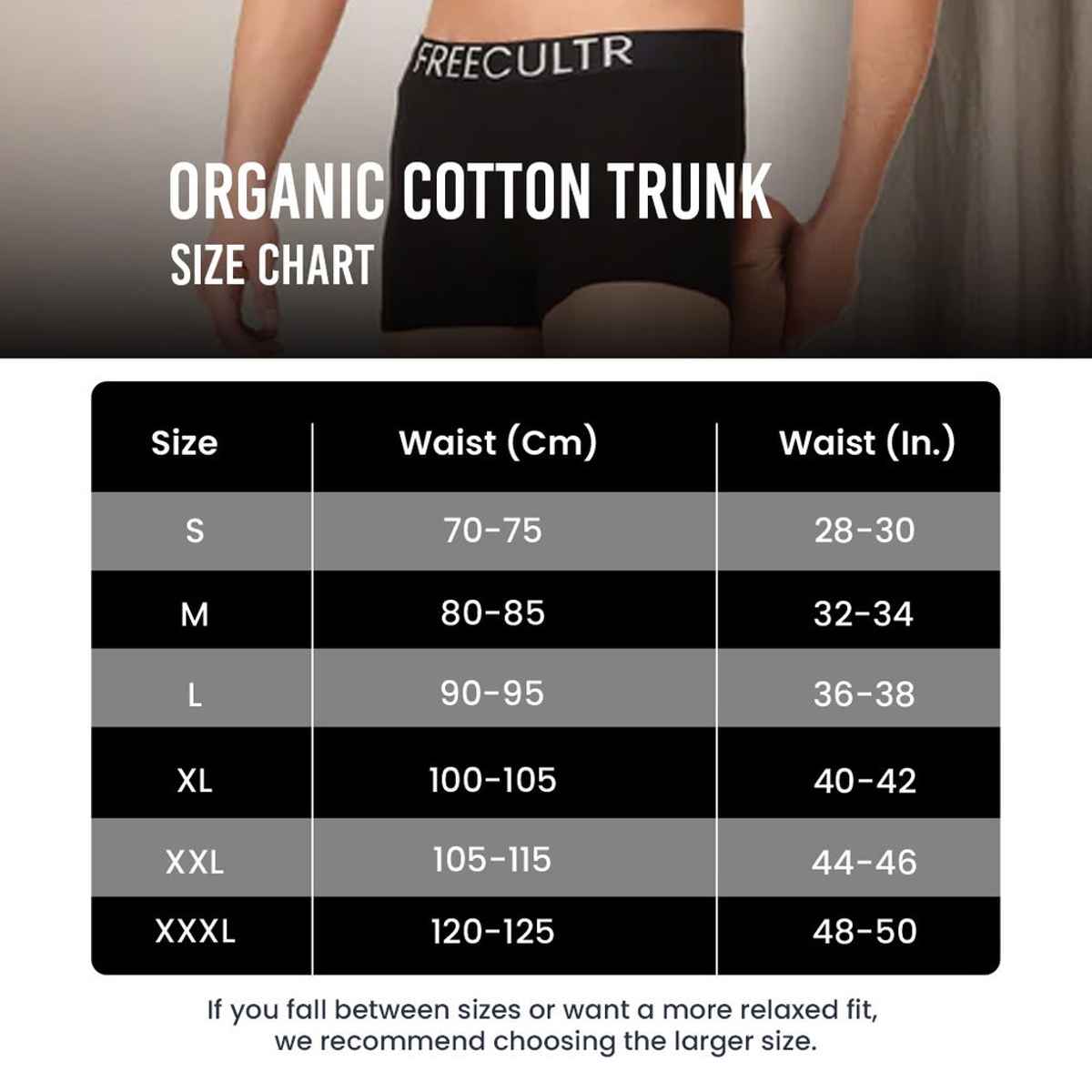 Freecultr Men's Underwear Organic Cotton Trunk - Pack of 1 Black - M