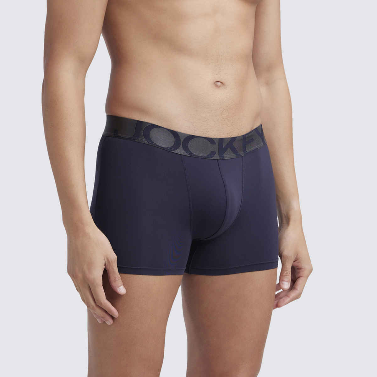 Jockey IC28 Men's Tactel Microfiber Elastane Stretch Underwear Solid Trunk | Navy-M