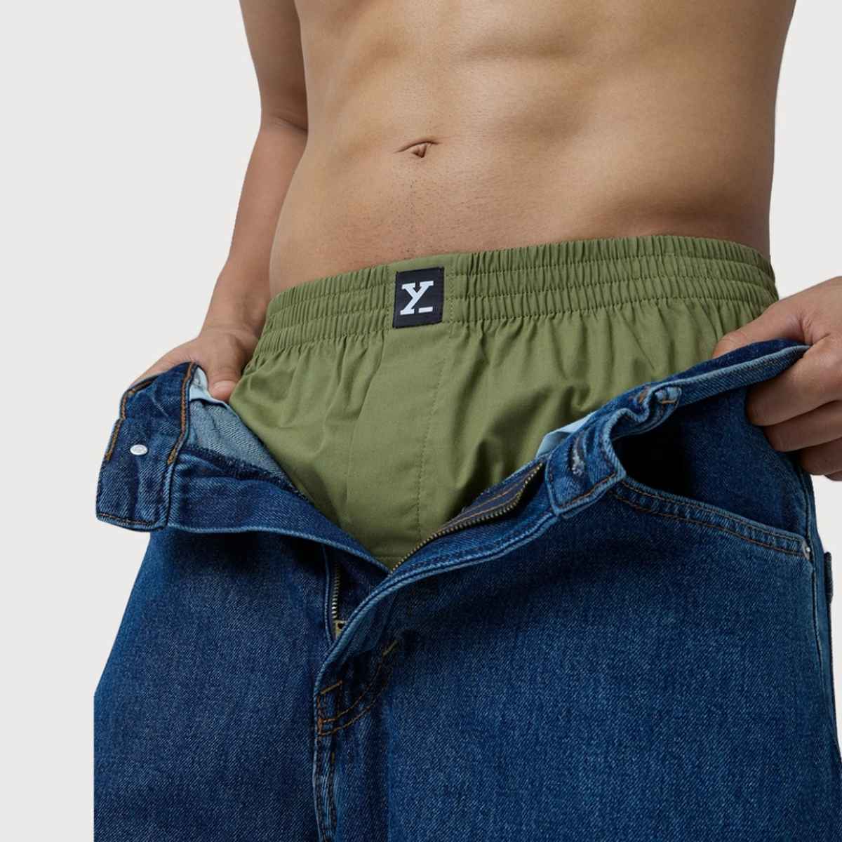 XYXX Men's Cotton Solid Inner Boxers Pack of 1, Army Green| M
