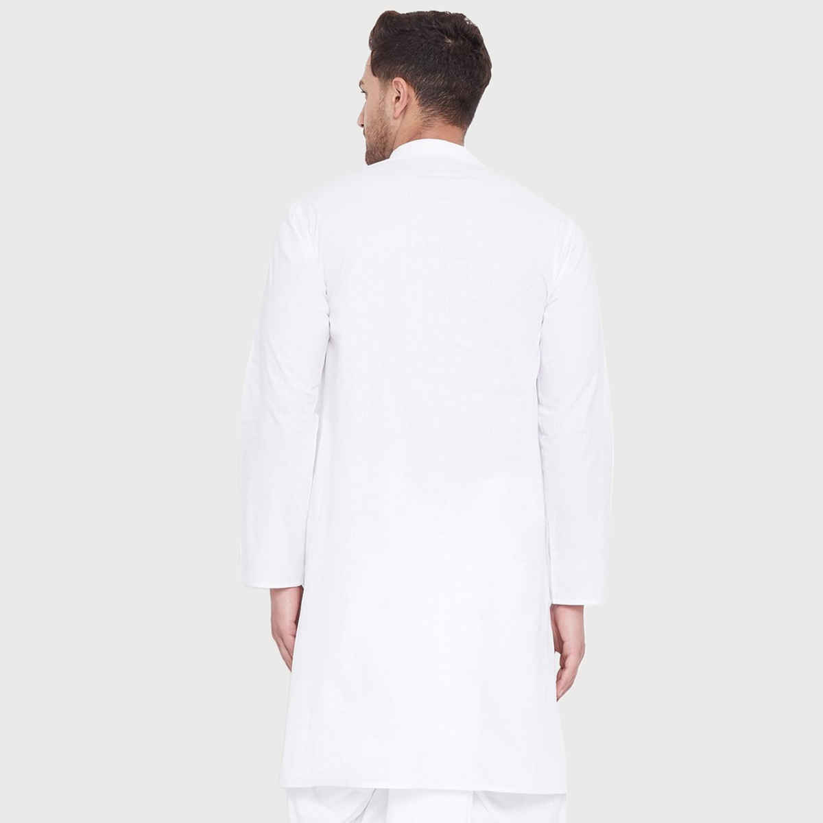 Vastramay Men's Cotton Kurta | White - L
