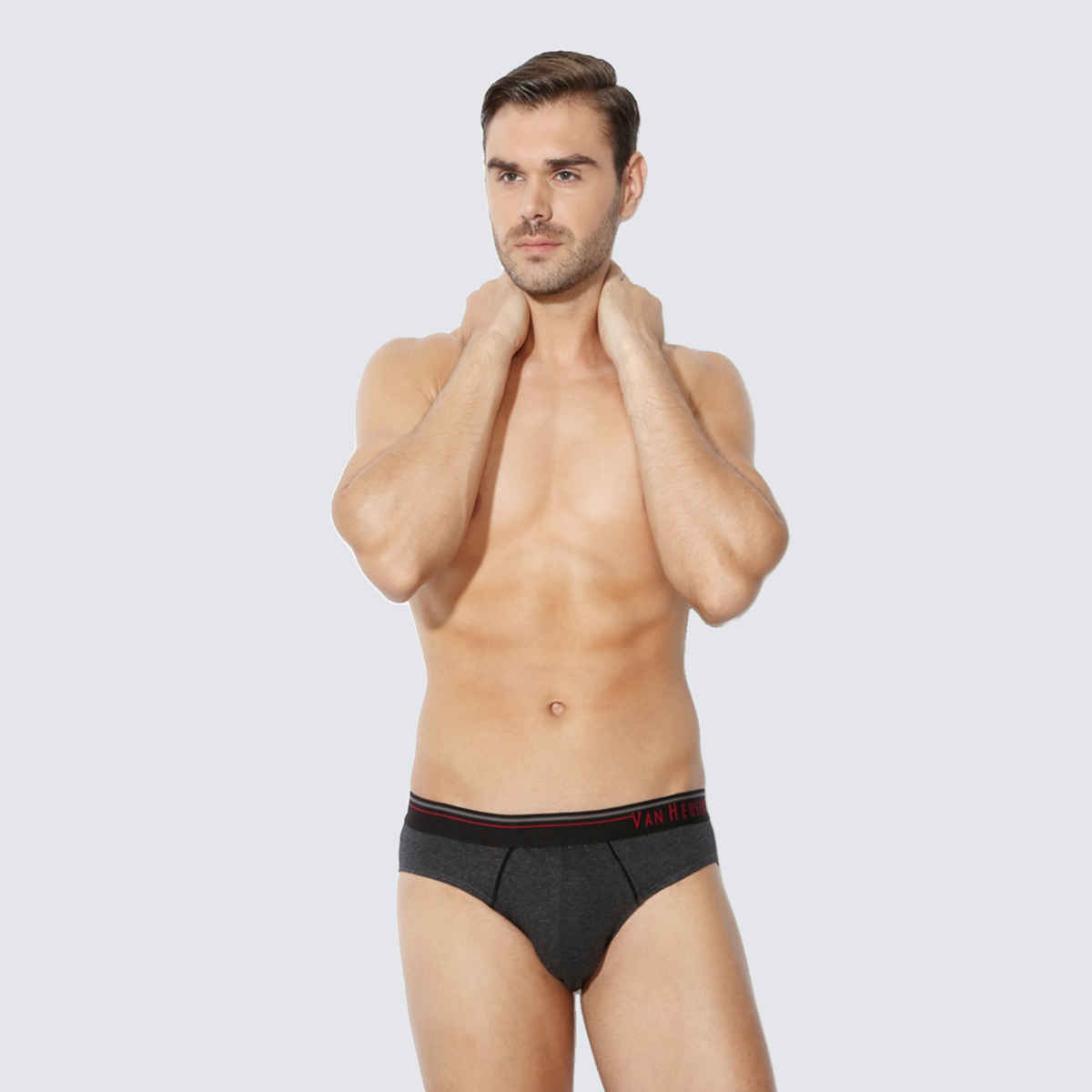 Van Heusen Men Pack Of 3 Anti Bacterial & Colour Fresh Briefs |Peat, Anthra Mel,Pure Black-L