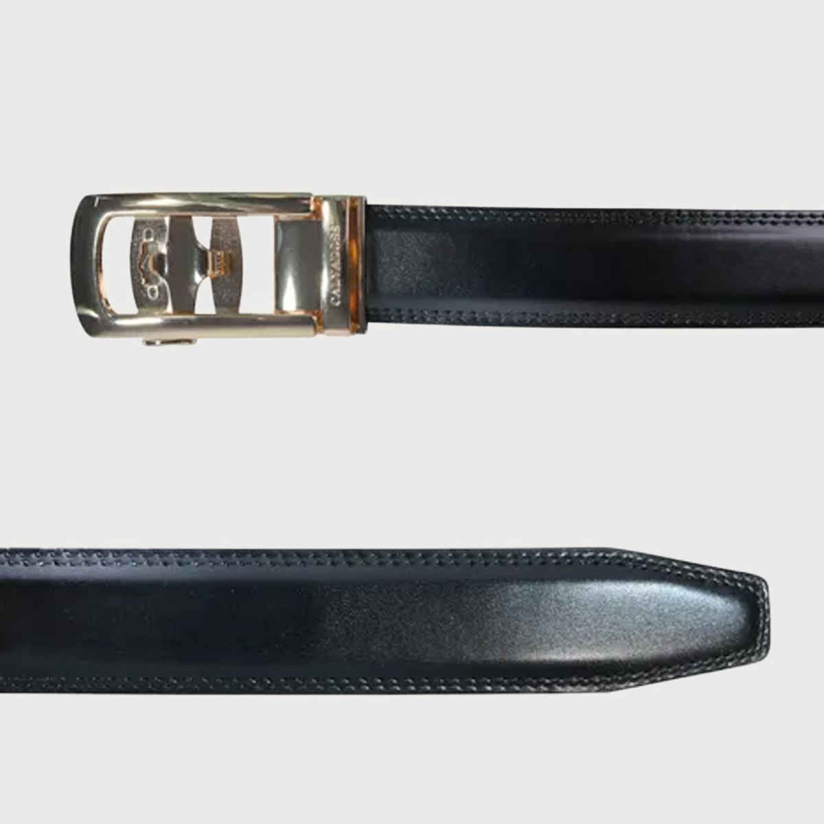 Calvadoss Men's Premium Comfort Fit Solid Gear PU Belt | Gold