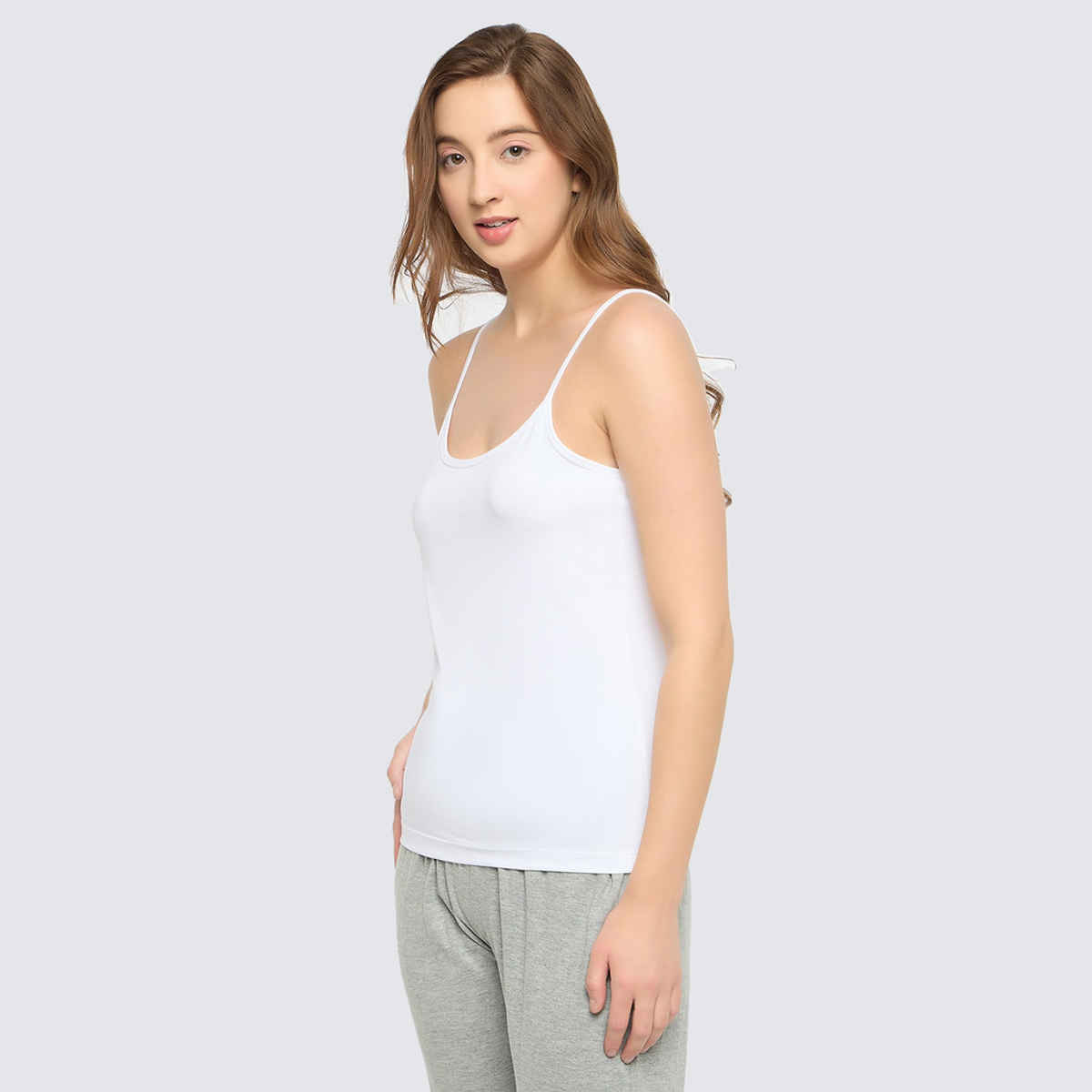 Clovia Chic Basic Camisole In White - Cotton(White - M)