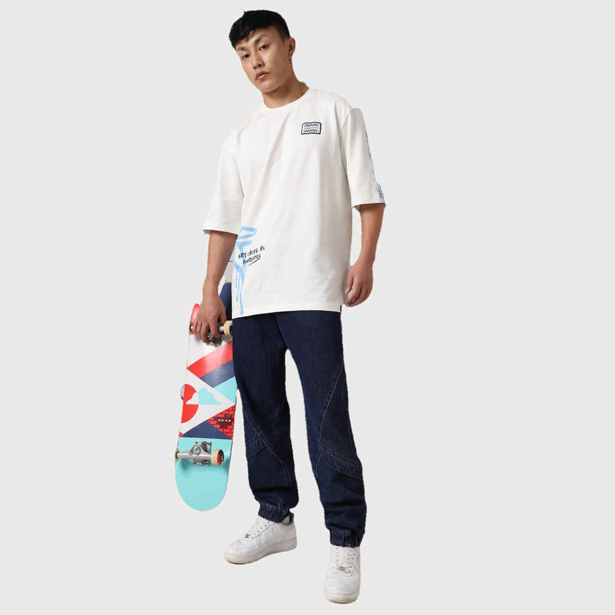 Hubberholme Men's Comfort Baggy Jogger Fit Light Fade Jeans | Dark Blue - 34