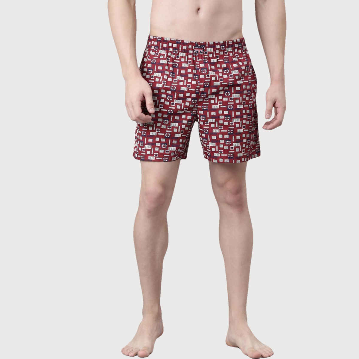 Pepe Jeans Mens Rumba Red Aop 100% Cotton Printed Boxer - Pack of 1 (S) Comfort Fit, Soft Fabric