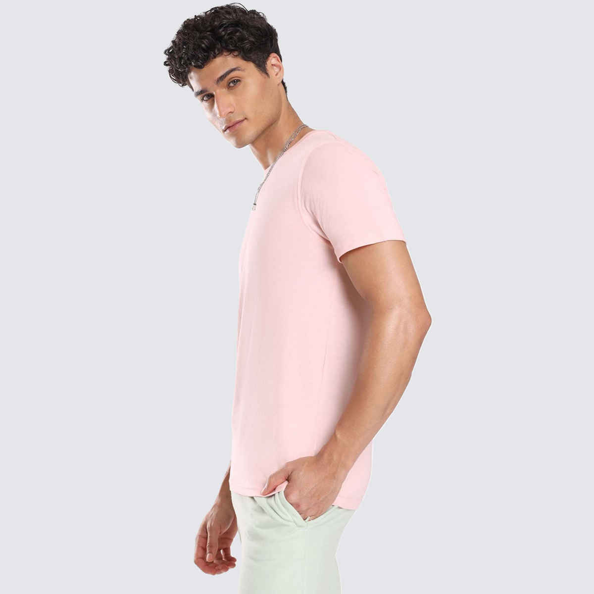 Nobero Men's Plain Classic Fit T-shirt | Blush - M