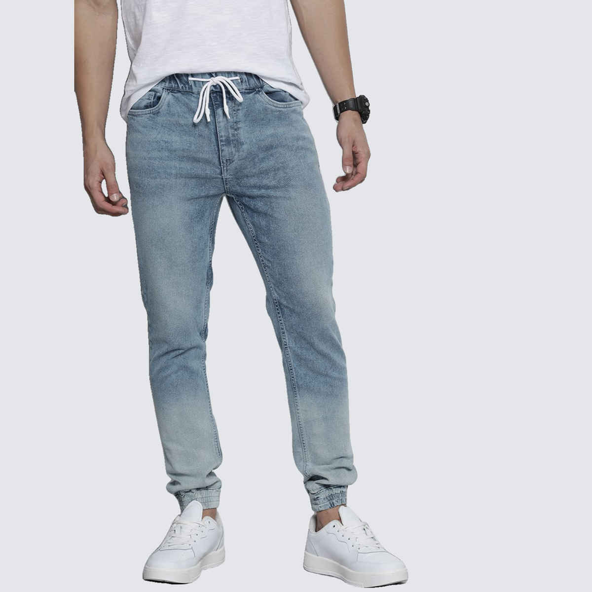 The Indian Garage Co Men's Slim Fit Solid Casual | Blue - 34