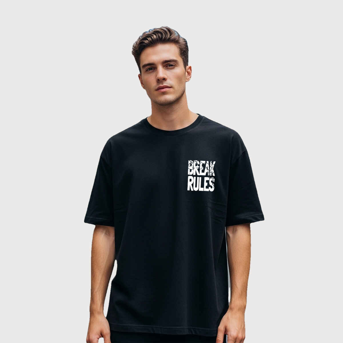 BENNY BROOKS Men's Round Neck half sleeve Oversized T-shirt |AA(ARN)BLACK158 | Black - M