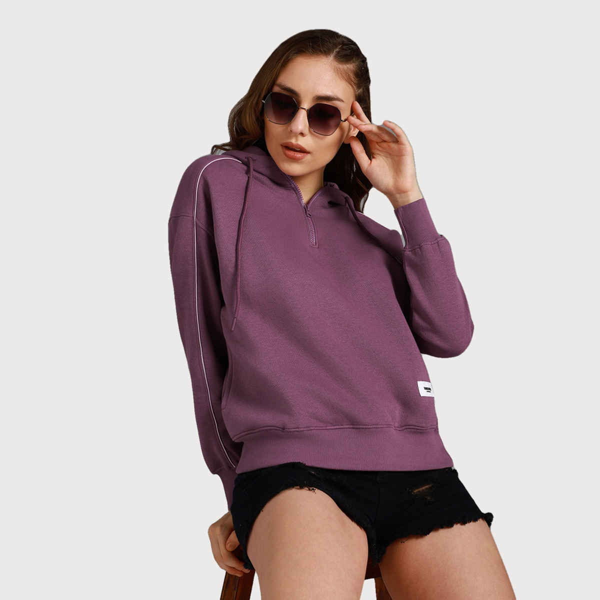 High Star Women's Hooded Long Sleeves Pullover Sweatshirt | Purple - L