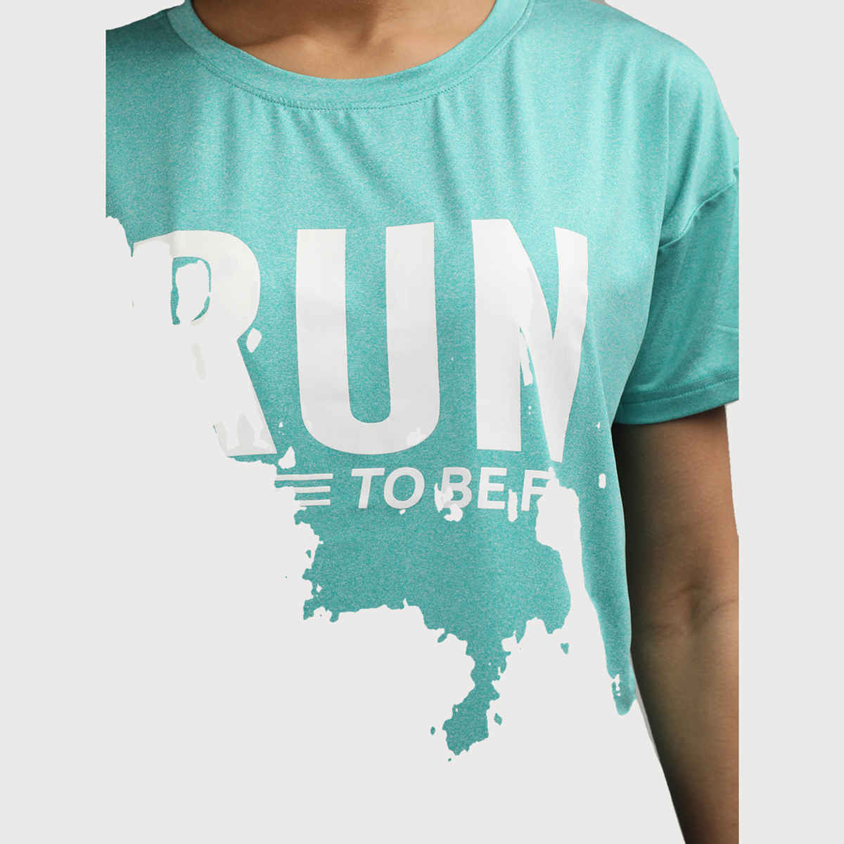 Chkokko Women's Round Neck Dry Fit Gym Sports Printed T-shirt | Sea Green - M