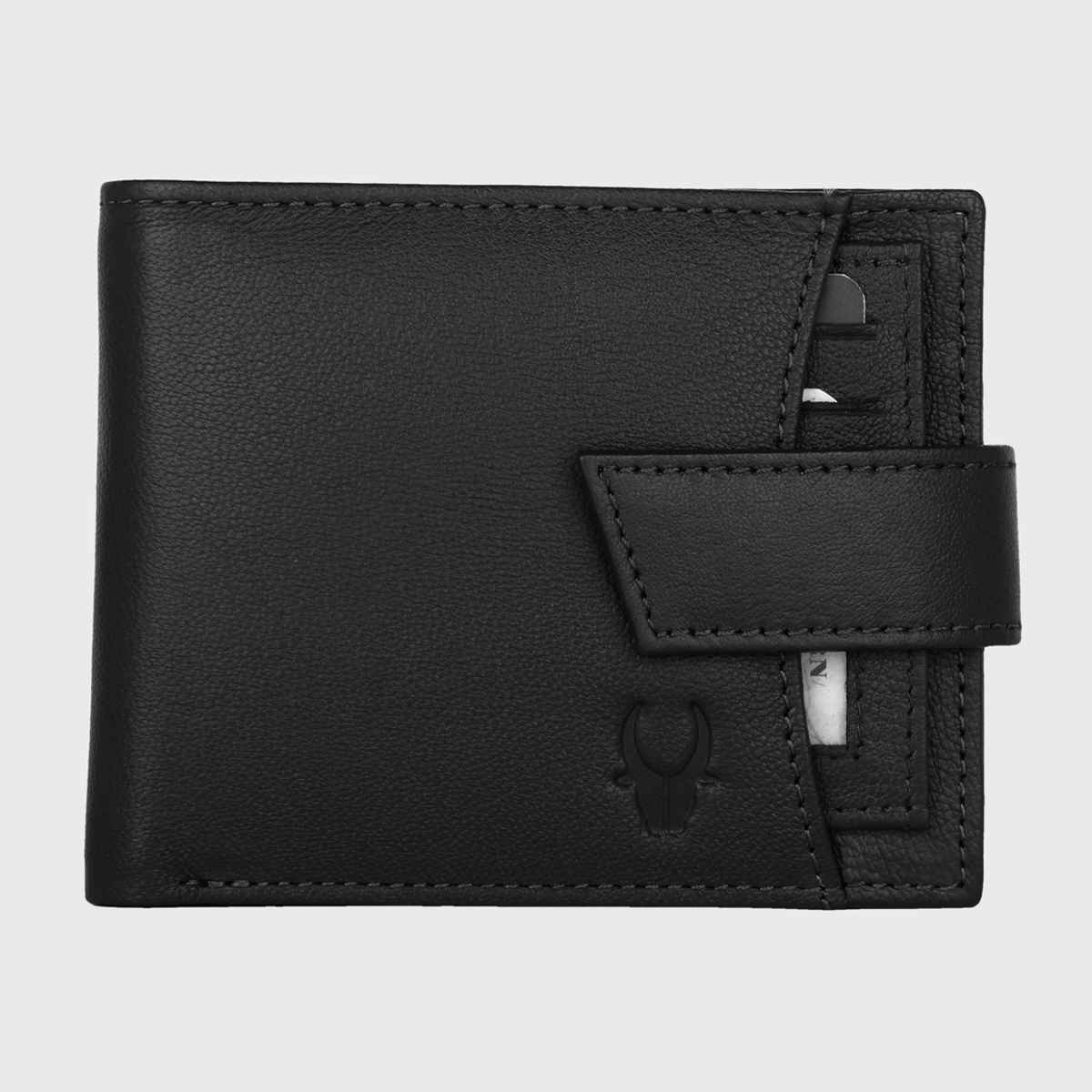 Wildhorn Men's Brand Logo Genuine Leather Bi-Fold Wallet | Black - Free Size