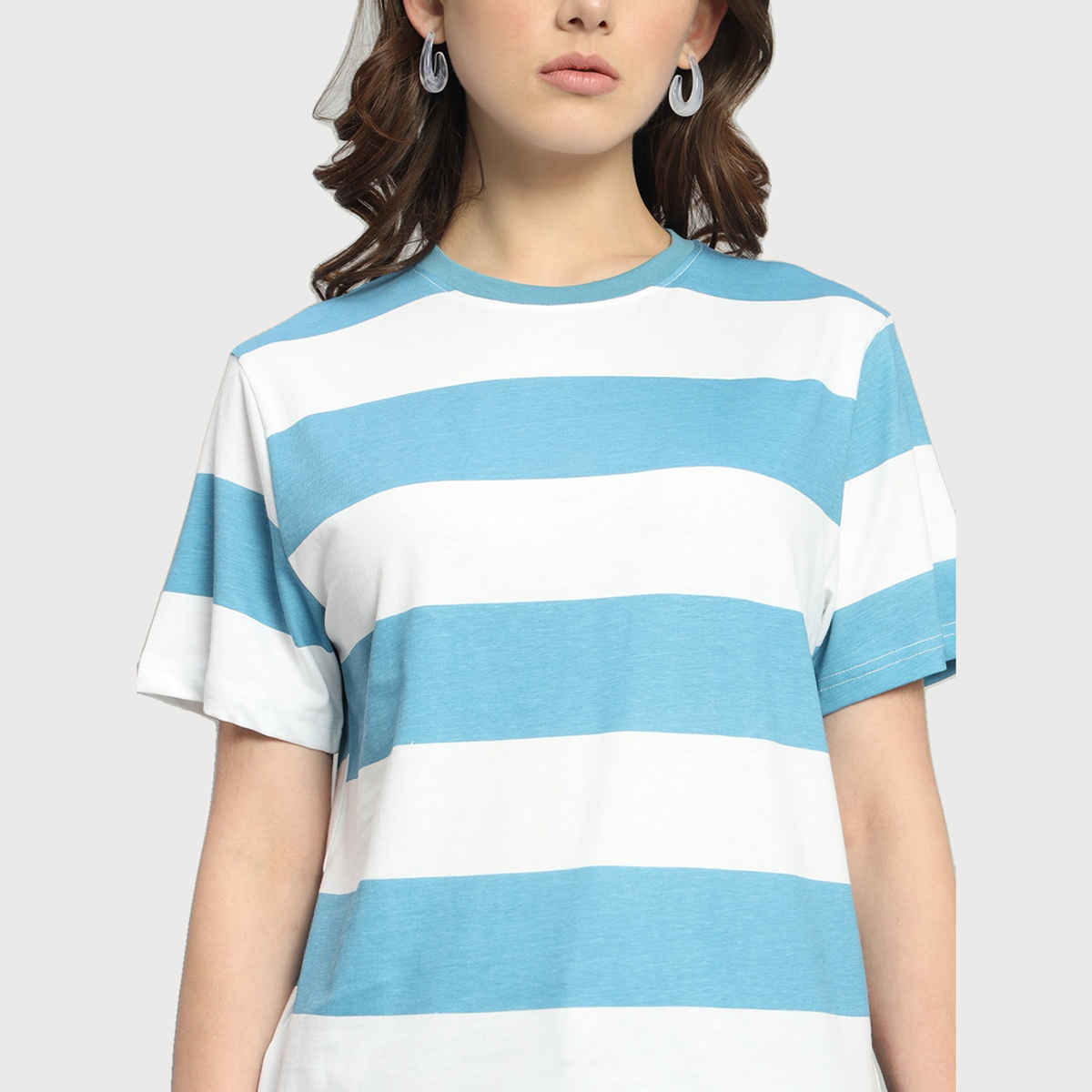 The Dry State Women's Blue Jasper & White T-shirts WTSH | 1617A | L