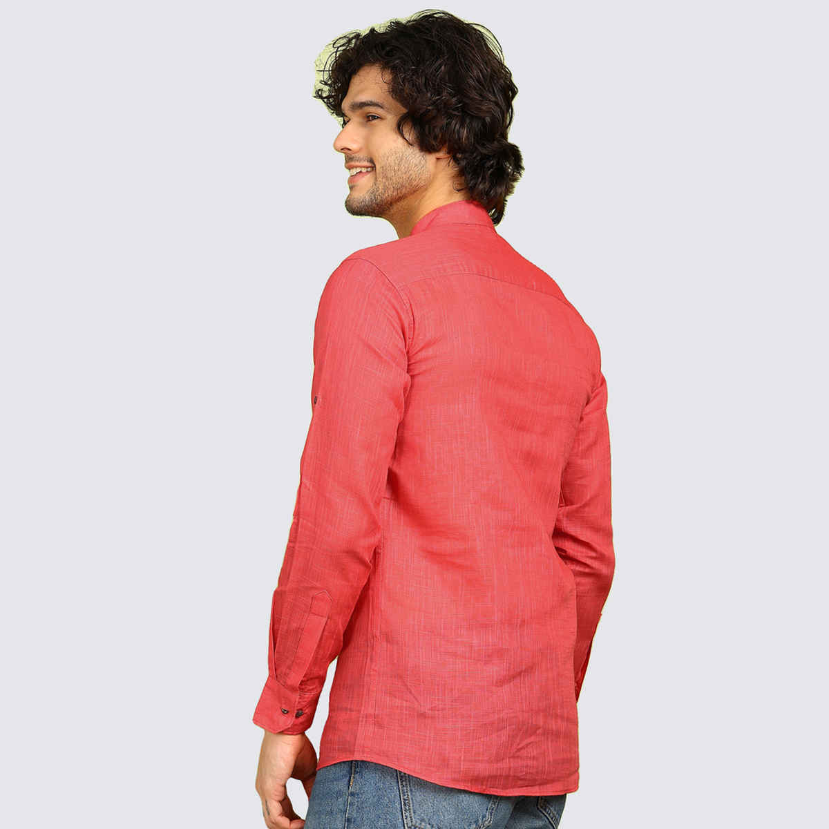 Allan Peter Men's Solid Short Kurta | Peach - 2XL