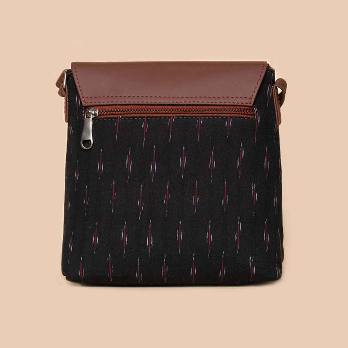 Zouk Women's Woven Vegan Leather and Handcrafted Fabric 5.6 L Sling Bag 