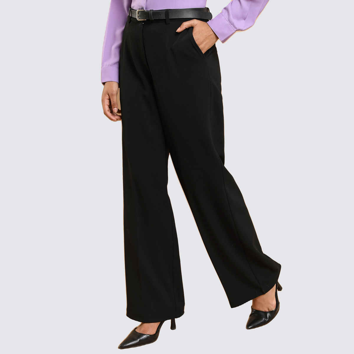 Tokyo Talkies Women's Flared Parallel Trouser | Black - 28