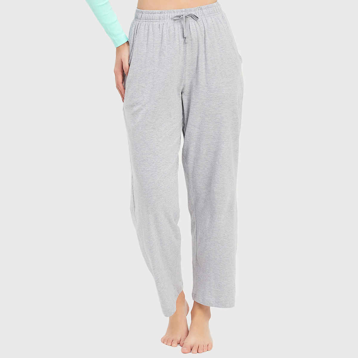Clovia Pyjama With Elastic Waistband - Cotton Rich(Grey Melange - M)